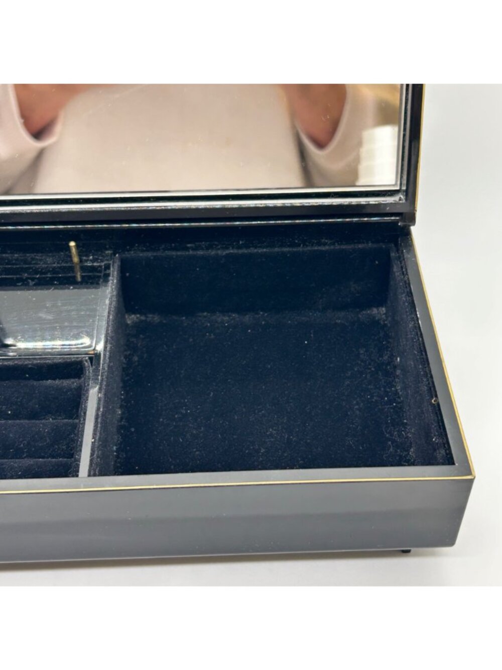Vintage Otagiri Black Lacquer Musical Jewelry Box Iris "Shadow Of Your Smile" - Picture 16 of 16